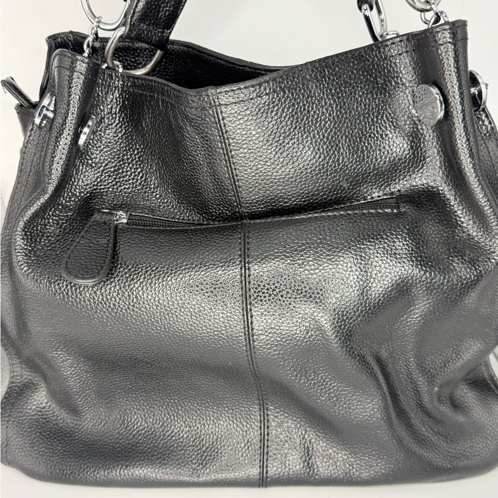 Black Pebbled Hobo Shoulder Bag Women’s Purse Zip Pocket 13x10